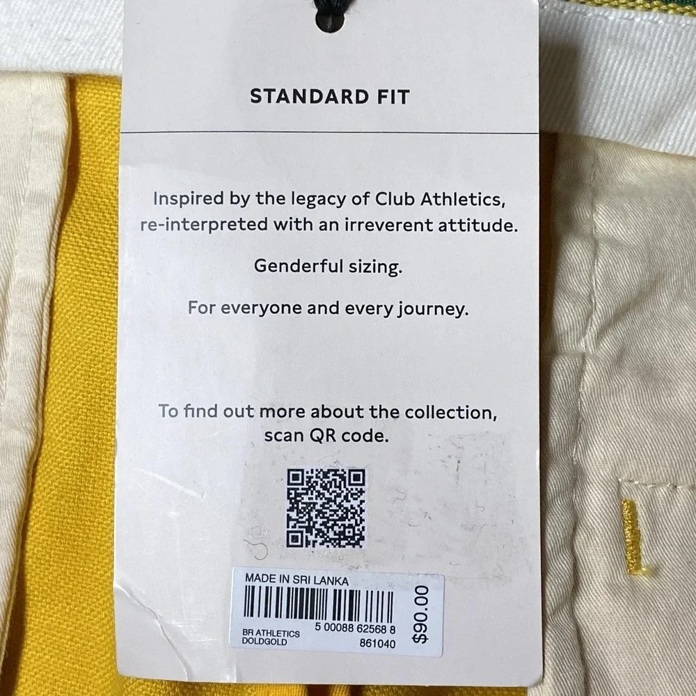 Banana Republic Mens 34 Athletics Shorts Yellow Pleated Bermuda Chino NWT